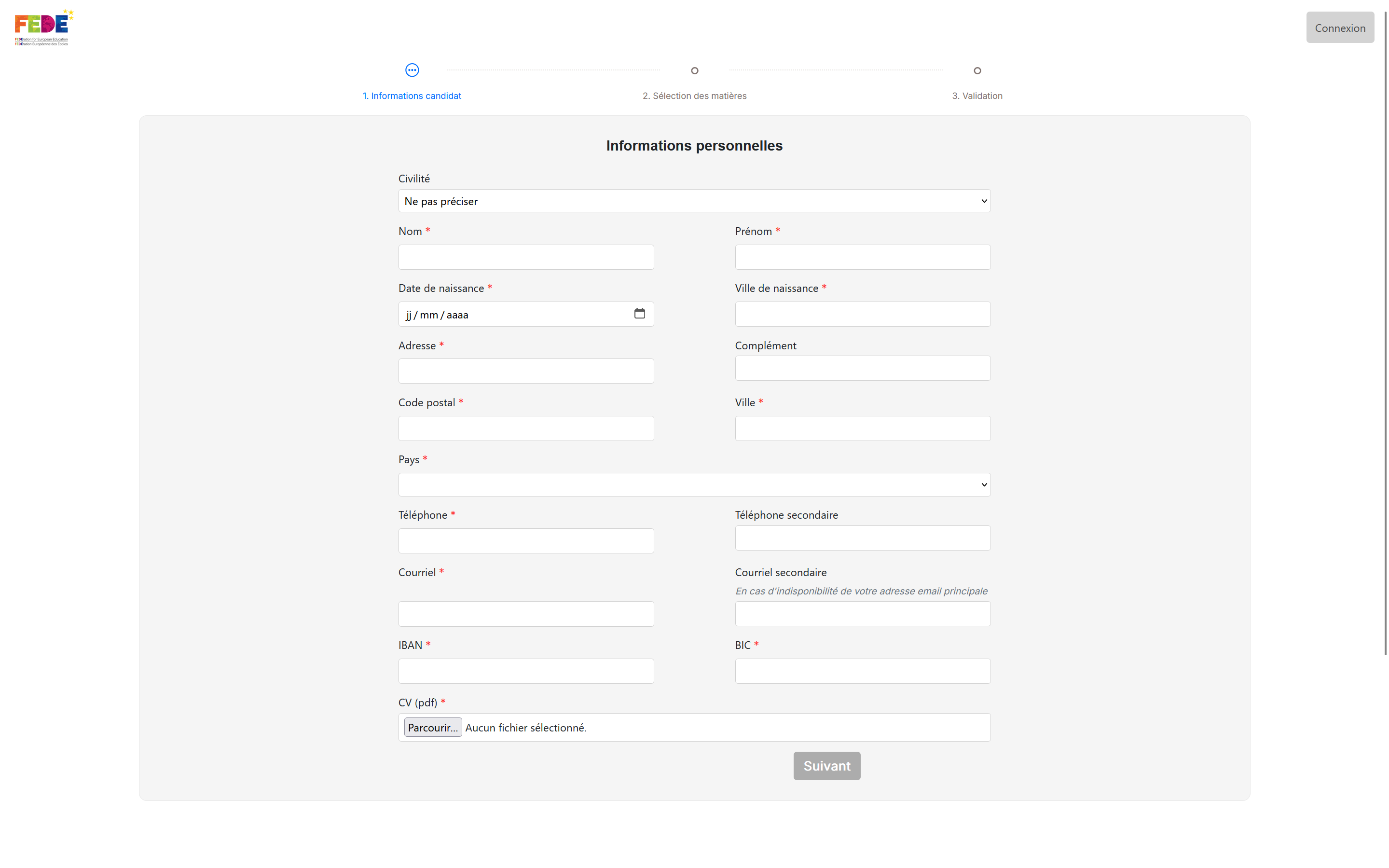 Formulaire intervenants – Étape 1